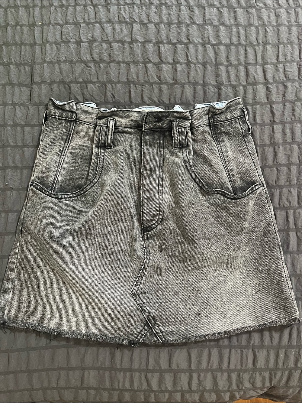Free People washed Black Denim Mini Skirt